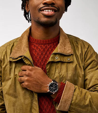 Fossil Rhett Multifunction Black Leather Watch