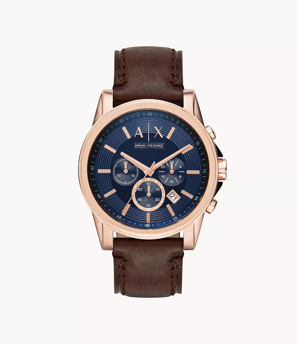 Armani Exchange Chronograph Brown Leather Watch