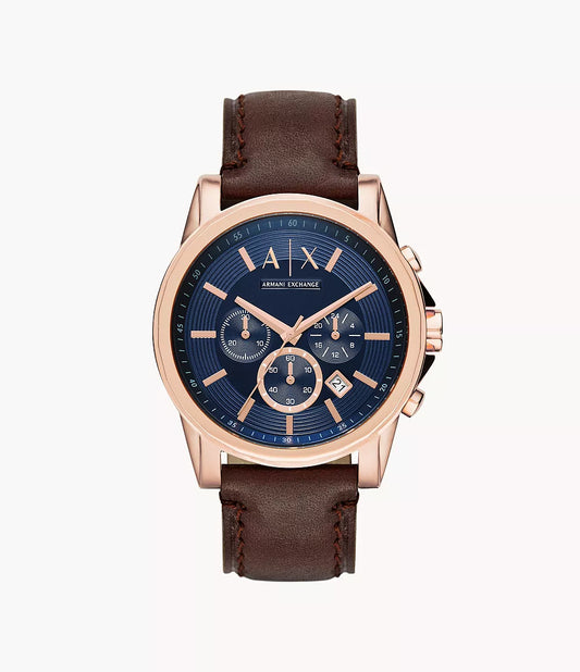 Armani Exchange Chronograph Brown Leather Watch