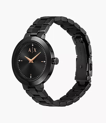 Armani Exchange Two-Hand Black Stainless Steel Watch