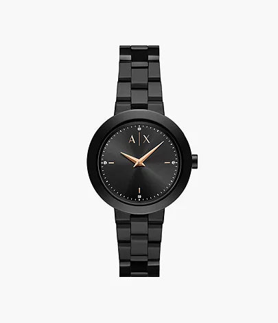 Armani Exchange Two-Hand Black Stainless Steel Watch