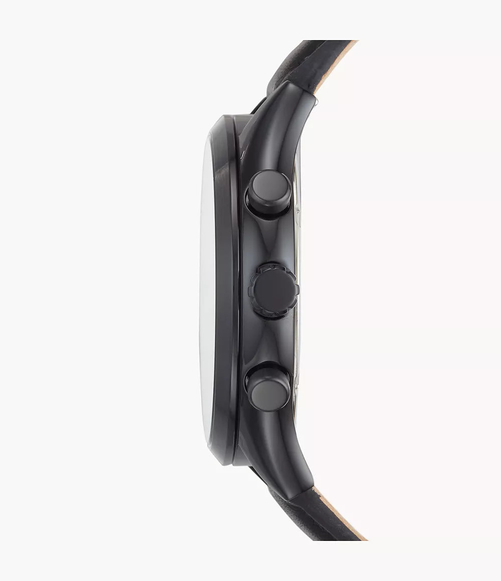 Fossil Fenmore Multifunction Black Leather Watch