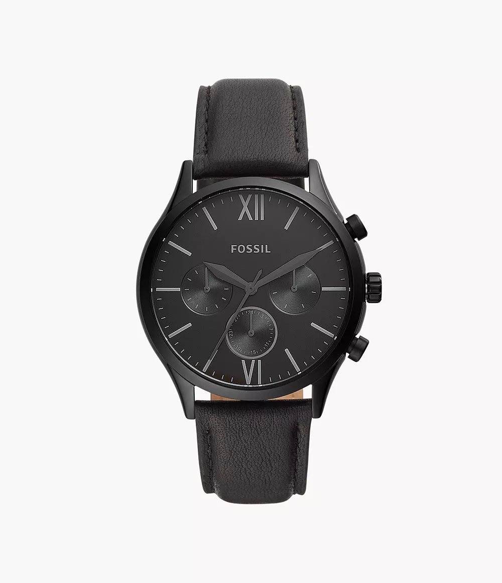 Fossil Fenmore Multifunction Black Leather Watch